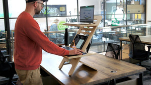 Standing desk in office